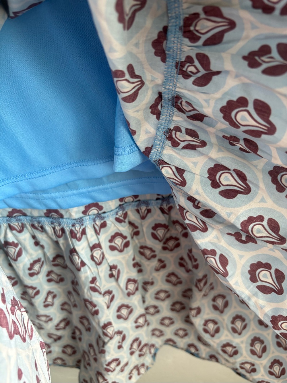 ❤️ NEW entro Light Blue Printed Midi Dress with Ruffle Hem - Picture 10 of 11